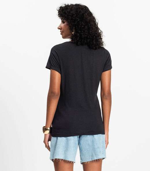 Blusa Feminina Viscotorcion Básica Rovitex Preto