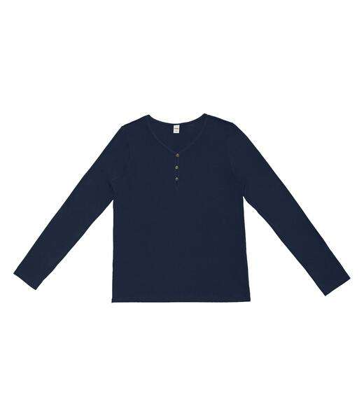 Image_Blusa Feminina Com Botões Manga Longa Rovitex Azul