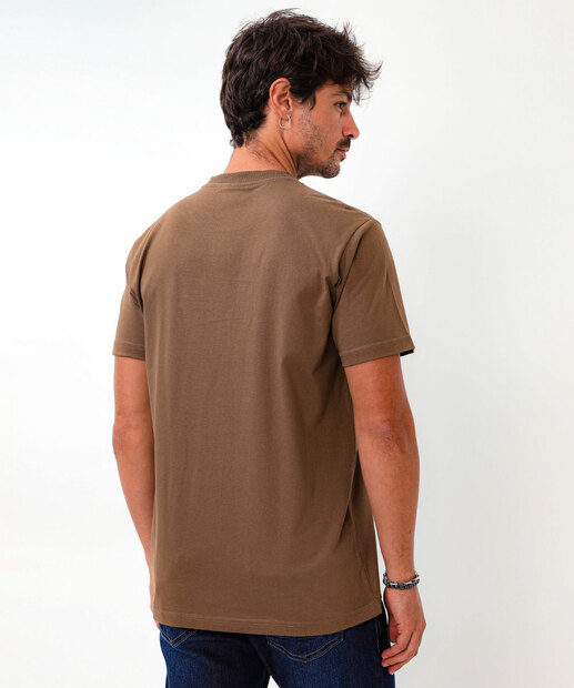 Camiseta Masculina Estampa Frontal Gangster Marrom