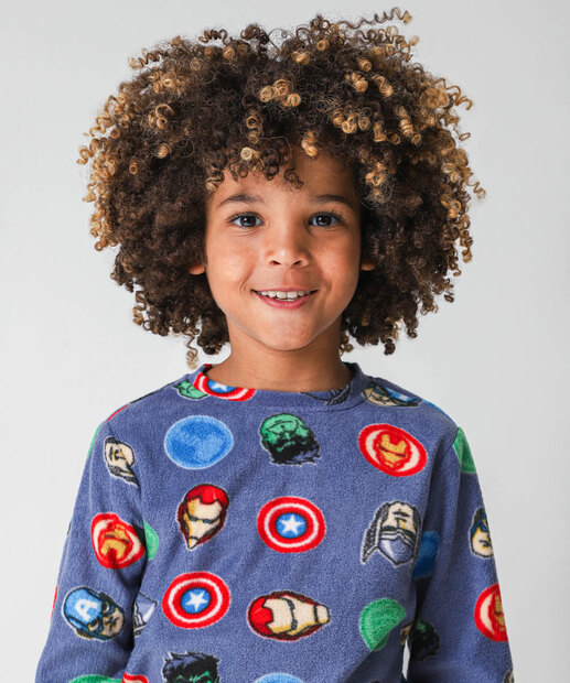 Pijama Infantil Super Heróis Marvel Tam 4 a 12 Azul