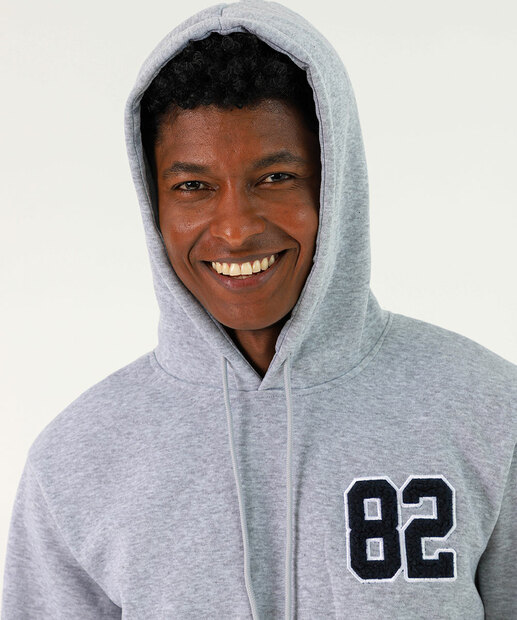 Blusão Masculino Moletom Capuz Marisa Cinza