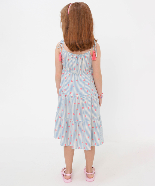 Vestido Infantil Listrado Marisa Tam 4 a 10 Azul