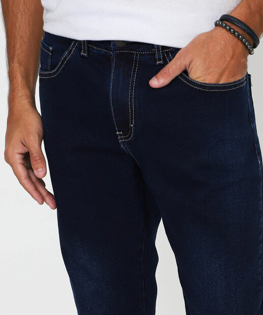 Calça Masculina Jeans Slim Bolsos Gangster Azul