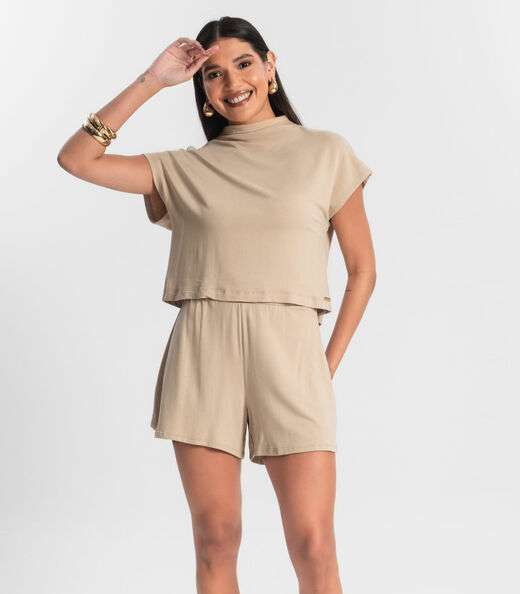 Image_Conjunto Blusa com Shorts Feminino de Molecotton Marrom