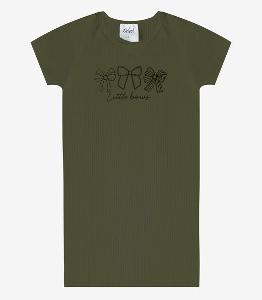 Vestido Infantil Ribana Canelada E Estampa Select Verde