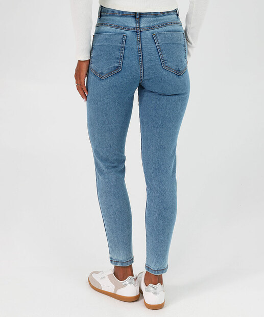Calça Jeans Skinny Feminina Cintura Média Sawary Azul