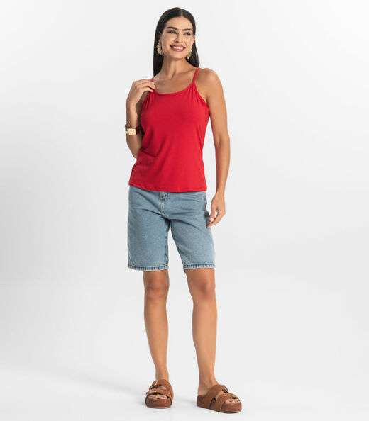 Blusa de Alça Feminina Viscotorcion Básica Rovitex Vermelho