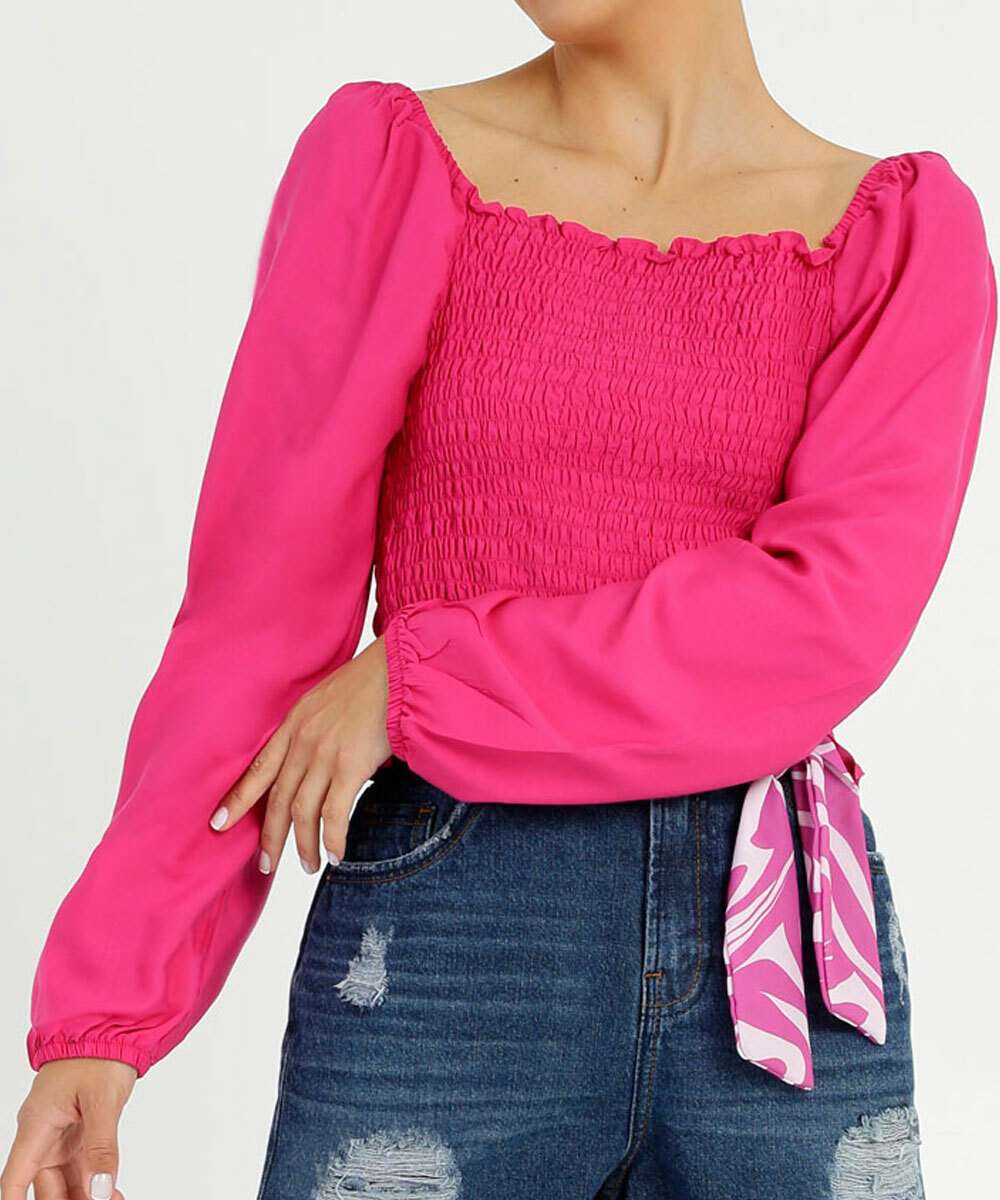 Blusa Feminina Lastex Manga Longa Marisa Marisa