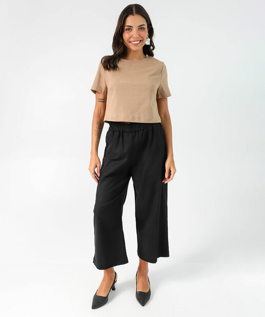 Blusa Feminina Manga Curta Marisa Marrom