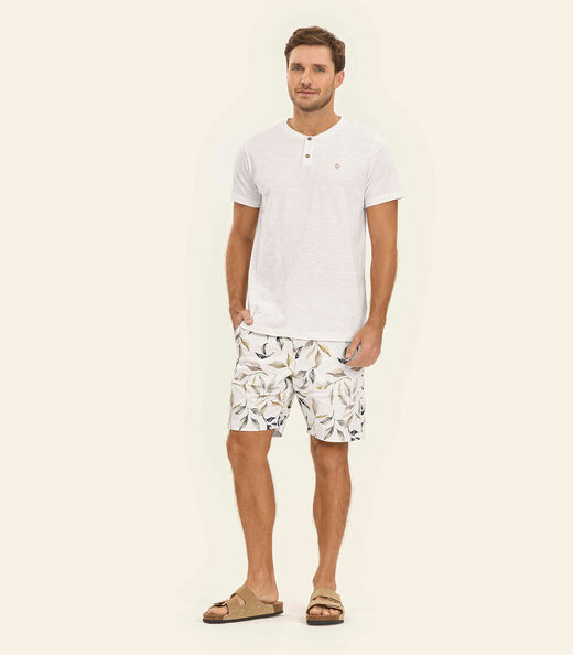 Camiseta Meia Malha Flamê Masculina Diametro Bege