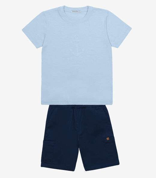 Conjunto Infantil Camiseta Com Bermuda Trick Nick Azul