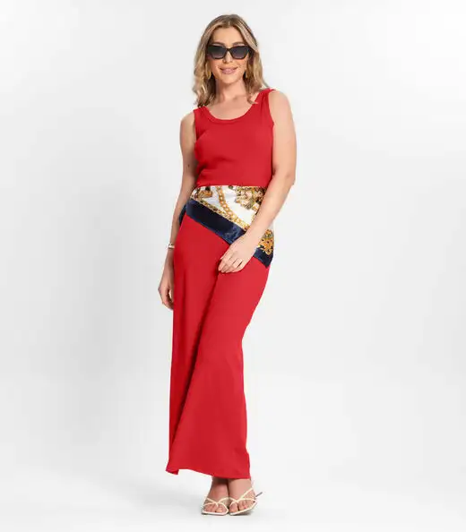 Vestido Midi De Ribana Feminino Endless Vermelho