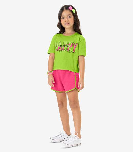 Conjunto Infantil Blusa Com Shorts Rovi Kids Verde