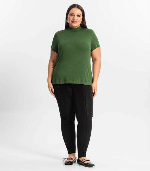 Blusa Gola Alta Feminina Plus Size Secret Glam Verde
