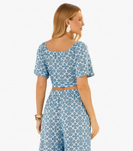 Blusa Feminina Viscotorcion Estampada Rovitex Bege