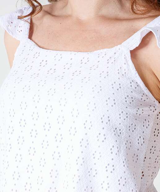 Blusa Regata Feminina Laise Babado Marisa Off White