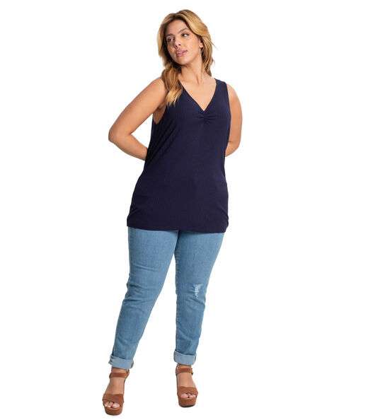 Blusa Feminina Plus Size Canelada Secret Glam Azul