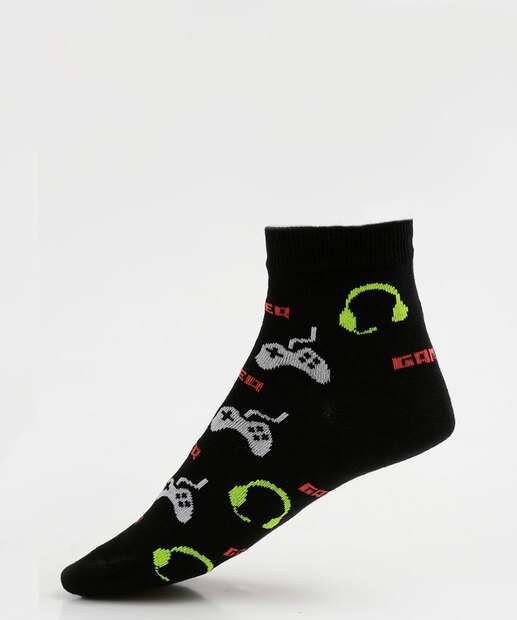 Meia Infantil Estampa Gamer Authentica