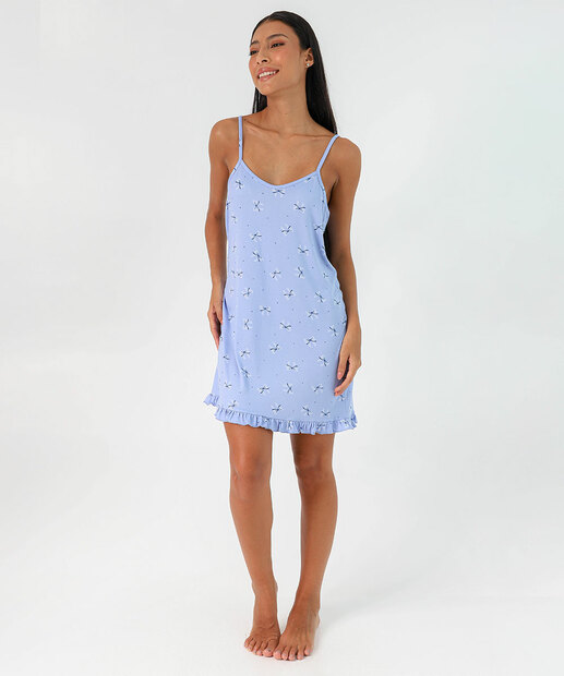 Camisola Estampa Laços Alças Finas Marisa Azul
