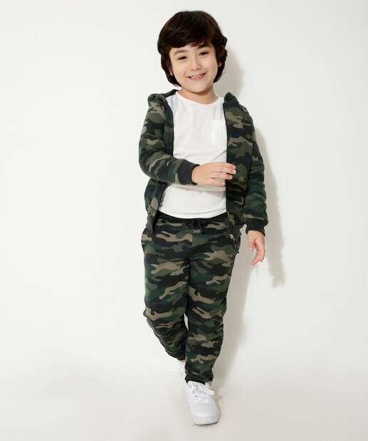 Calça Infantil Jogger Moletom Camuflado MR Tam 4 a 10