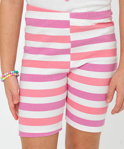 Bermuda Infantil Ciclista Listrado Marisa Tam 4 a 10 Off White