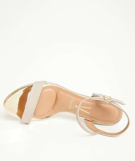 Sandália Feminina Salto Grosso Metalizada Glitter Vizzano
