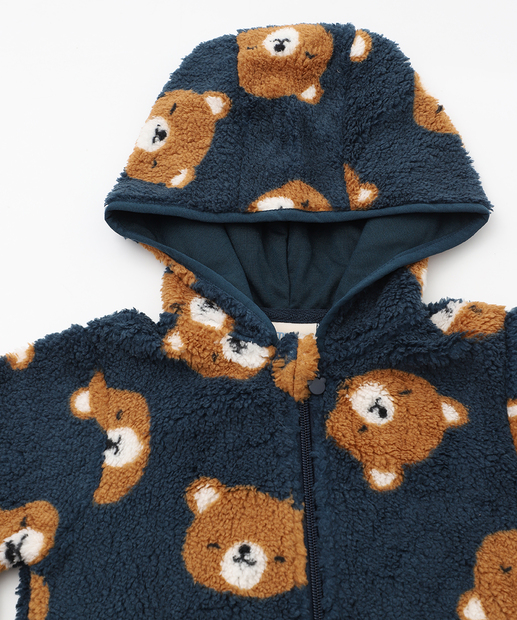 Jaqueta infantil Sherpa Urso Capuz Marisa Tam 1 a 3 Azul