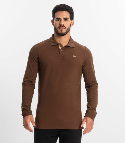 Polo Manga Longa Masculina Diametro Marrom | Marisa
