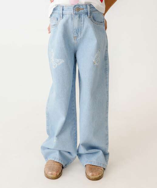 Calça Jeans Wide Leg Infantil Marisa Tam 4 a 10