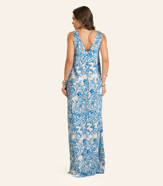 Vestido Viscose Khyara Longo Feminino Endless Bege