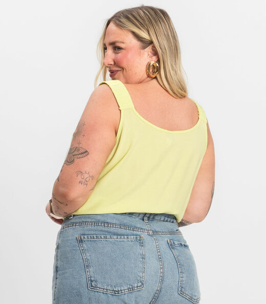 Regata Feminina Plus Size Infinita Cor Amarelo
