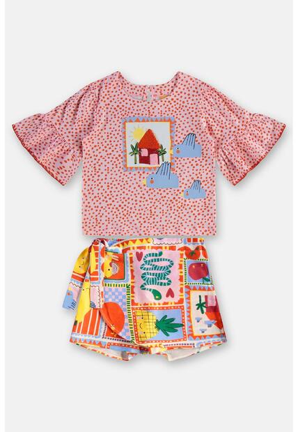 Conjunto Menina Blusa e Short-Saia Três e Já