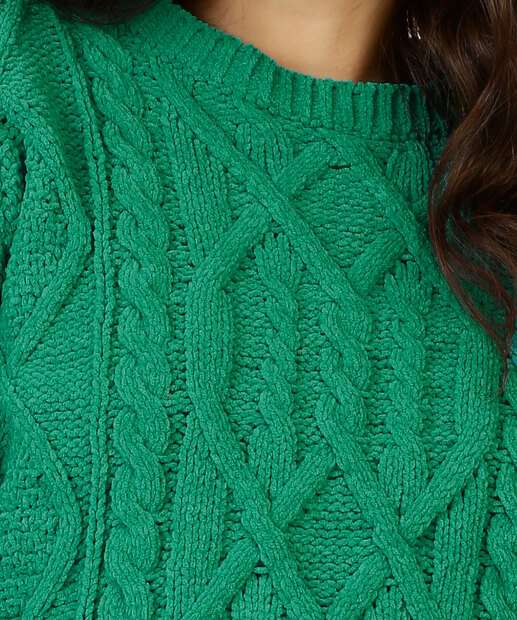 Suéter Feminino Cropped Chenille Textura Marisa