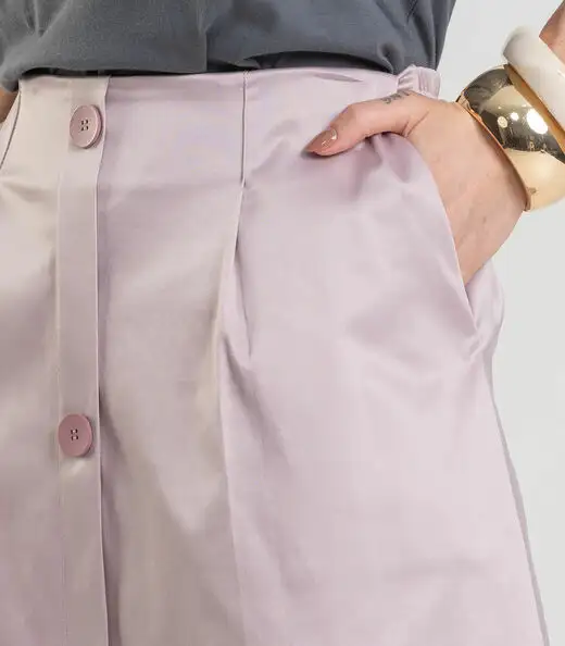 Saia Midi em Tecido Plano Dianna Cinza