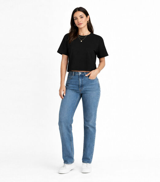Blusa Feminina Ribana Canelada Infinita Cor Preto