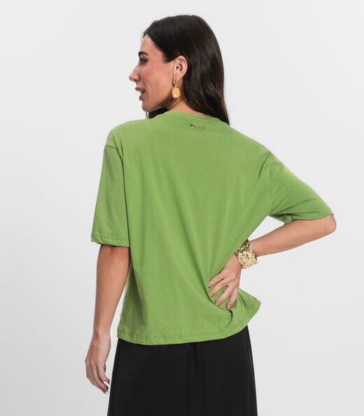 Camiseta Feminino Manga Curta Meia Malha Endless Verde