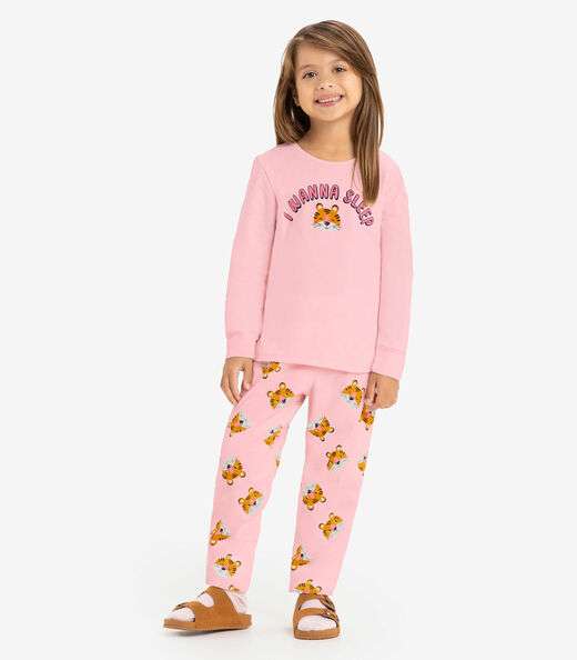 Pijama meia malha Rovi Kids Rosa
