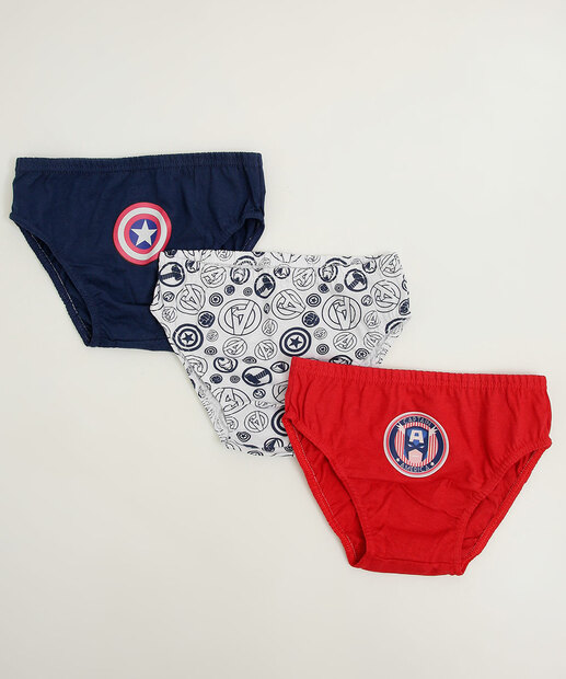 Image_Kit 3 Cuecas Infantil Capitão América Marvel Tam 2 a 12