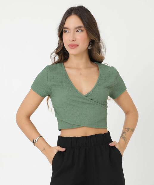 Image_Blusa Cropped Feminina Transpassado Manga Curta Marisa
