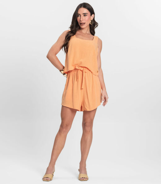 Shorts Feminino Em Linho Endless Laranja