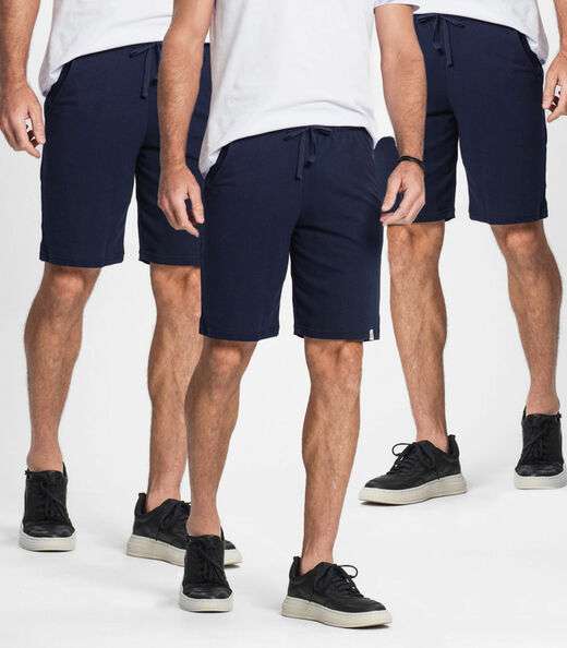 Image_Kit 3 Bermudas De Moletom Masculina Select Azul