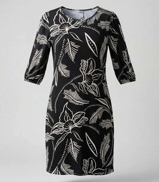 Vestido Midi Com Manga Flare 3/4 Infinita Cor Preto