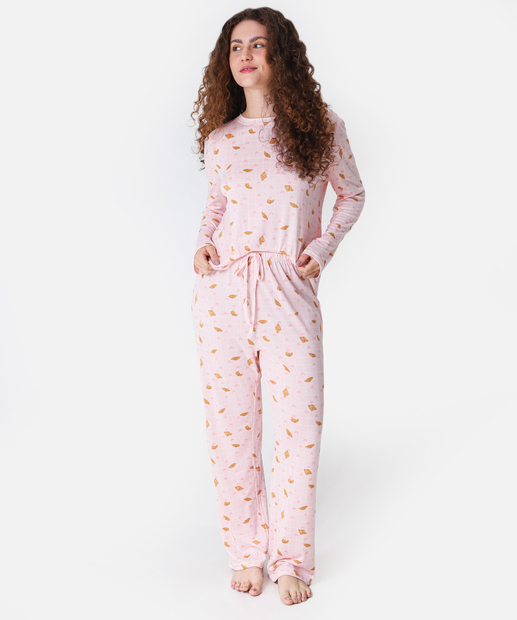 Image_Pijama Feminino Estampado Manga Longa Marisa Rosa