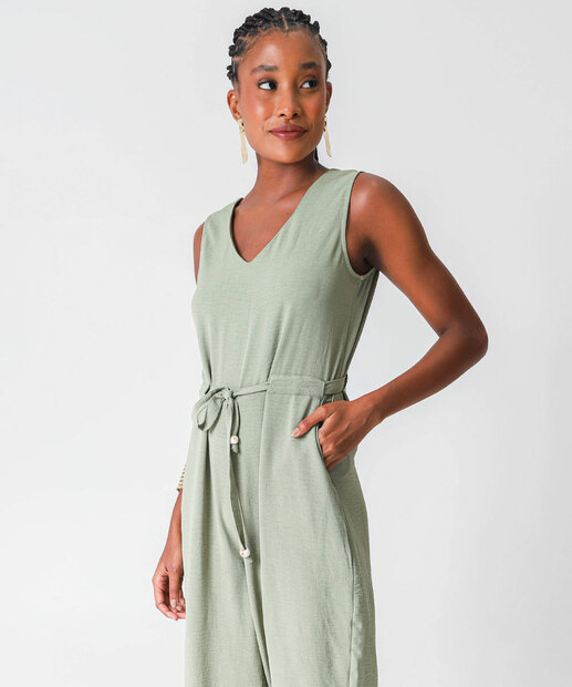 Macacão Feminino com Amarração Marisa Verde