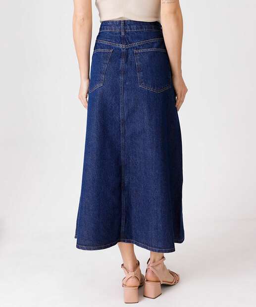 Saia Midi Evasê Jeans Feminina Marisa
