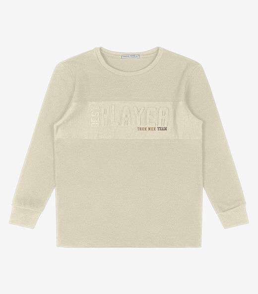 Image_Camiseta Infantil Manga Longa Trick Nick Bege