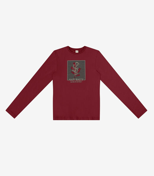 Blusa Feminina Manga Longa Estampada Rovitex Vermelho