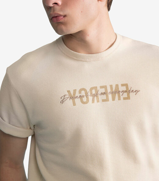 Camiseta Masculina Malhão Maquinetado Minty Bege