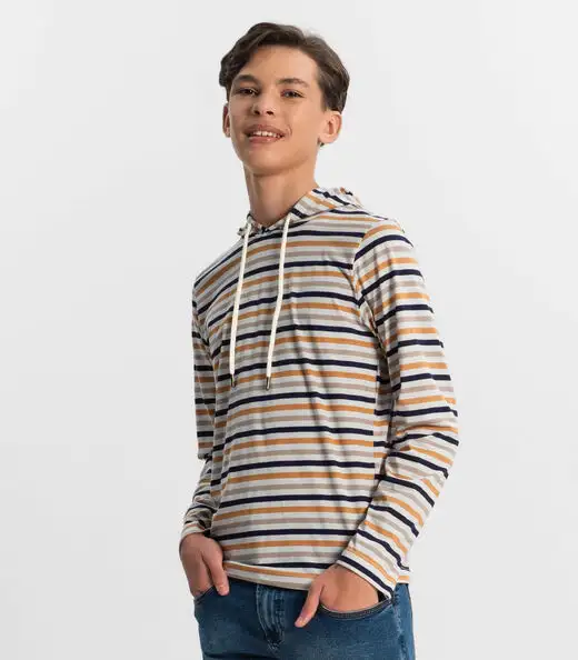 Camiseta Juvenil Menino Listrada Minty Marrom