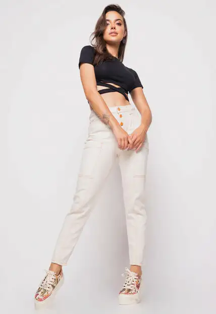 Cropped  Manga Curta Com Tiras Malha Preto